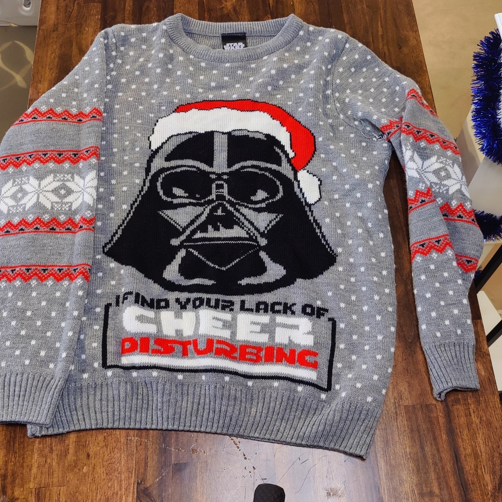 Star Wars Gray and Red Darth Vader Crewneck Sweater